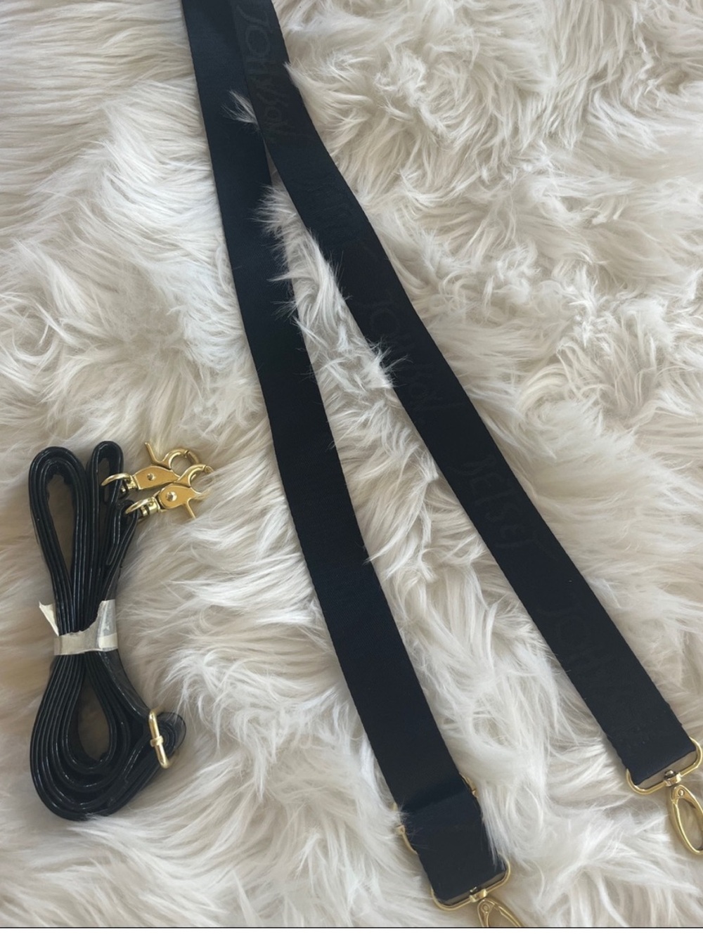 Betsy Johnson Black Strap with Gold-Tone Hardware